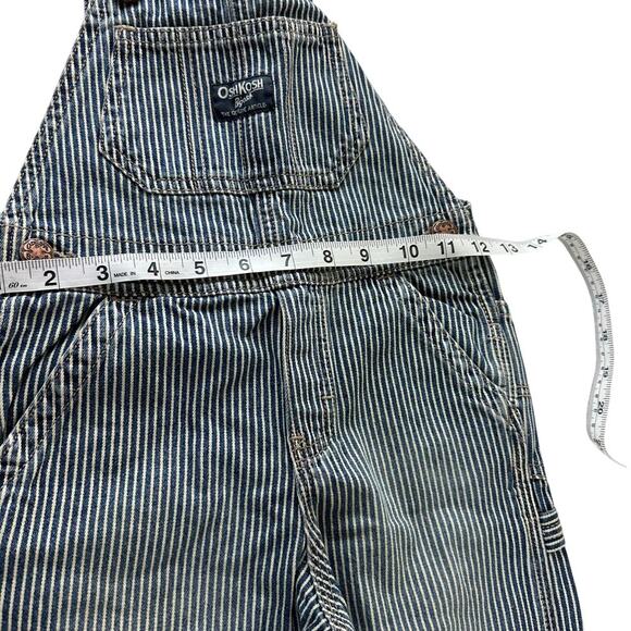 OshKosh B’gosh Toddler Railroad Stripe Overalls Size 3 Vintage Blue Denim - Picture 11 of 12